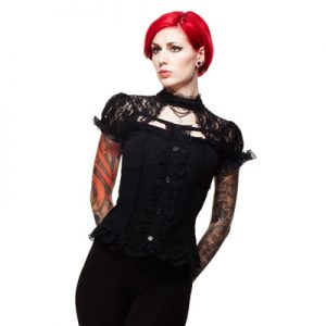 Camiseta steampunk de encajes negros