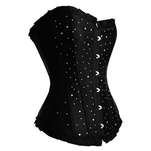 Foto de un corset gótico negro con brillantes
