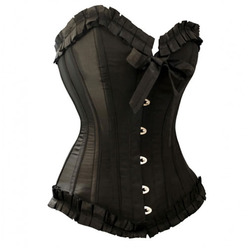 Foto de un corset sexy en color negro y tejido de tafetán
