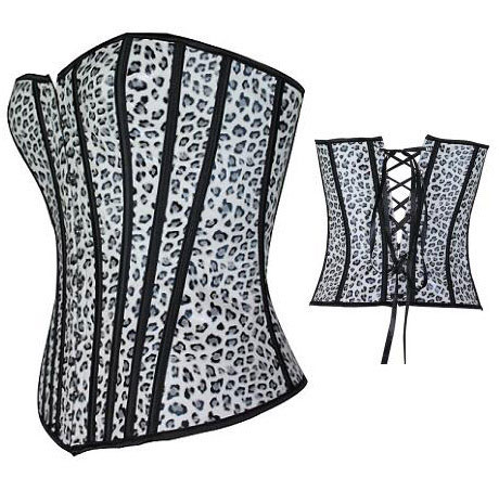 Foto de unos corsets vintage de cuero con estampado de leopardo