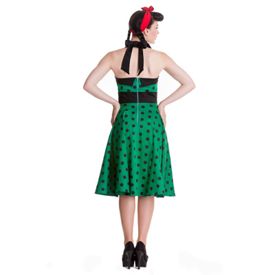 Adelaide - Vestido pin up verde a lunares