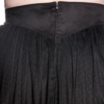 Eleanor - Falda gotica negra de tul moteado en talla grandes