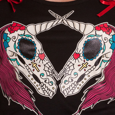 Unicorn Vest - Camiseta con calaveras mexicanas