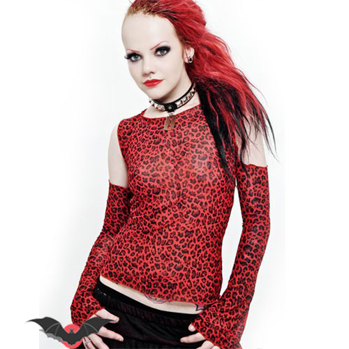 Hellfire - Camiseta punk rock de leopardo rojo