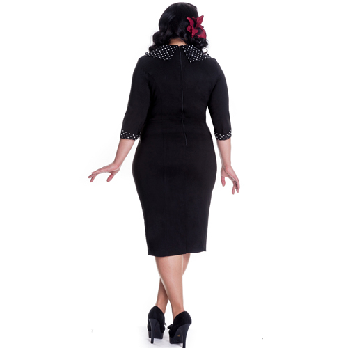 Thelma Black PLUS - Vestido pin up ajustado en tallas grandes